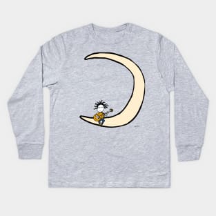 Moon and guitar Kids Long Sleeve T-Shirt